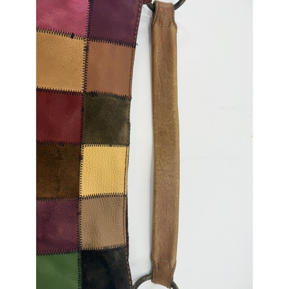 *Rare* Lucky Brand Vintage Patchwork Leather Suede Hobo Bag Multicolor Boho Y2K - Picture 8 of 15